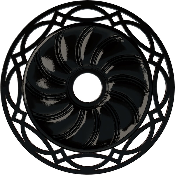 Ekena Millwork Loera Ceiling Medallion (Fits Canopies up to 6 1/4"), 26 5/8"OD x 4 1/2"ID x 1 3/8"P, Black Pearl CM26LOBPS - main